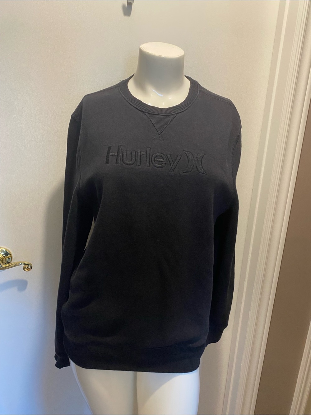 Hurley Women's Black Crewneck Pullover with Tonal Logo